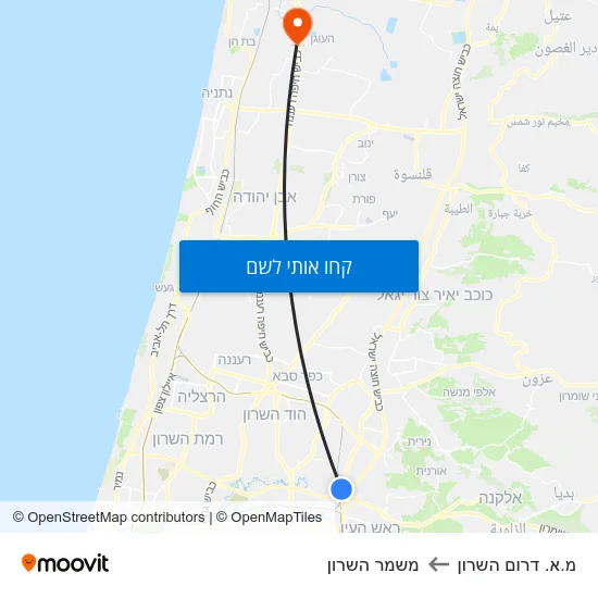 מפת מ.א. דרום השרון למשמר השרון