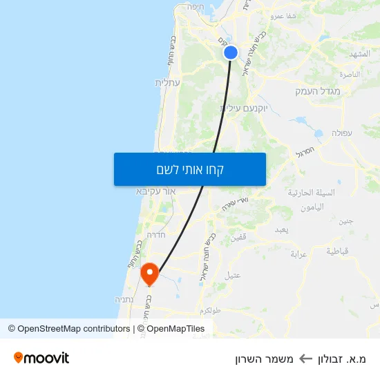 מפת מ.א. זבולון למשמר השרון