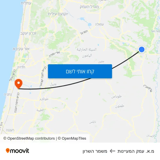 מפת מ.א. עמק המעיינות למשמר השרון