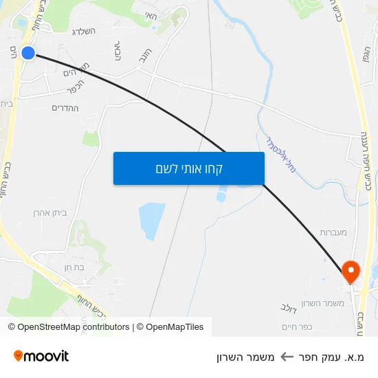 מפת מ.א. עמק חפר למשמר השרון