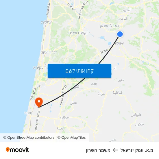 מפת מ.א. עמק יזרעאל למשמר השרון