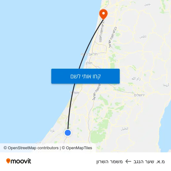 מפת מ.א. שער הנגב למשמר השרון