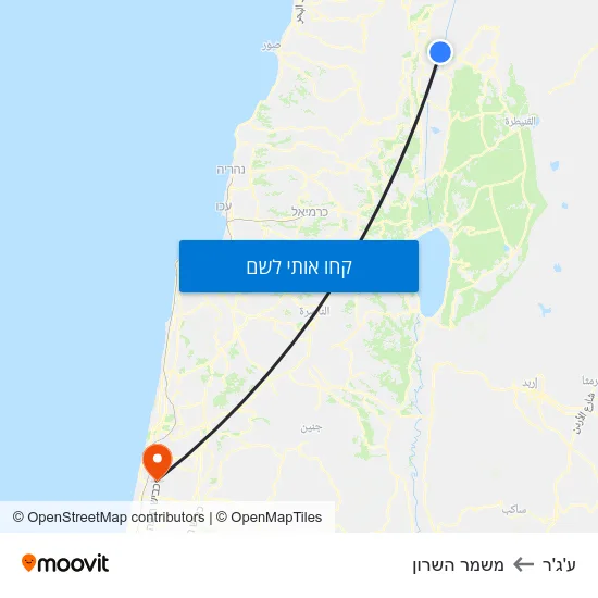 מפת ע'ג'ר למשמר השרון