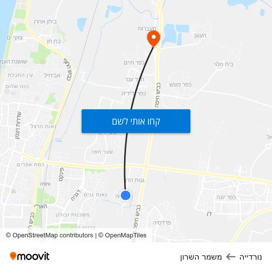מפת נורדייה למשמר השרון