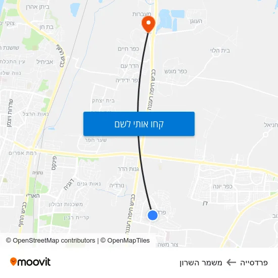 מפת פרדסייה למשמר השרון