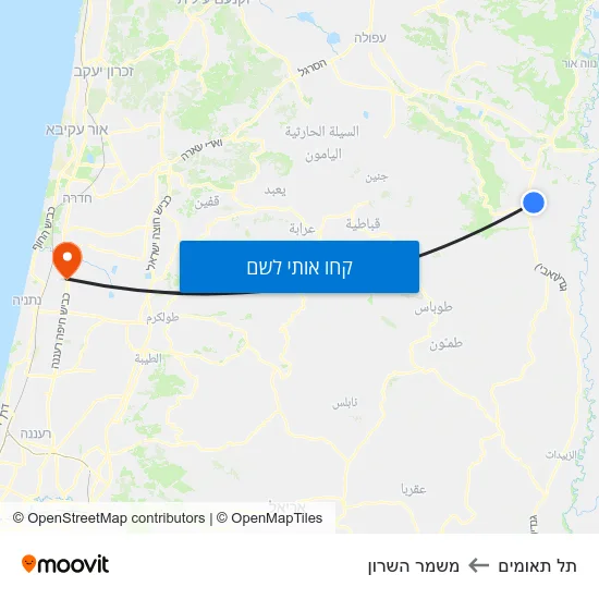 מפת תל תאומים למשמר השרון