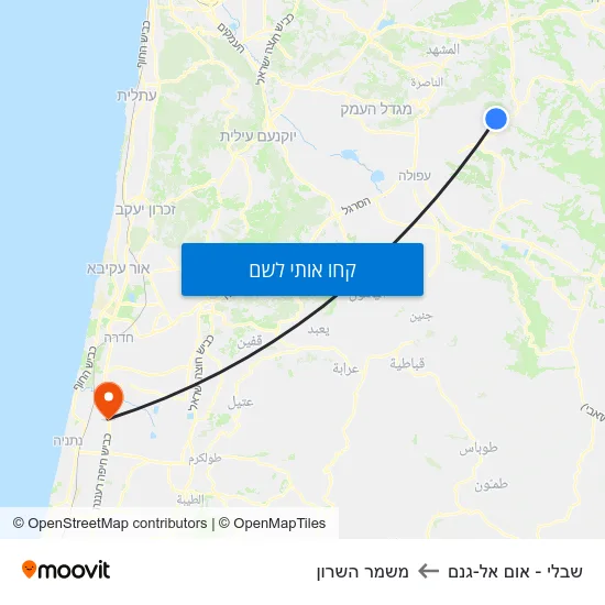 מפת שבלי - אום אל-גנם למשמר השרון