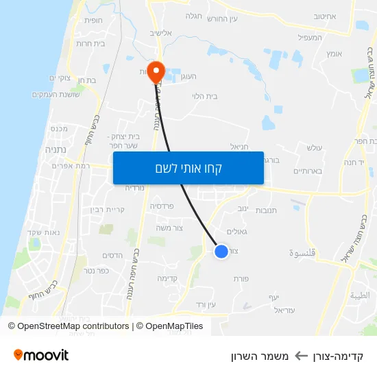 מפת קדימה-צורן למשמר השרון