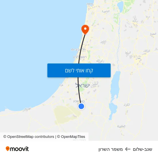 מפת שגב-שלום למשמר השרון