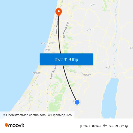 מפת קריית ארבע למשמר השרון