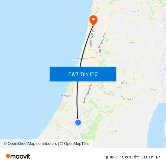 מפת קריית גת למשמר השרון