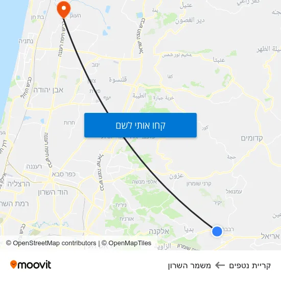 מפת קריית נטפים למשמר השרון