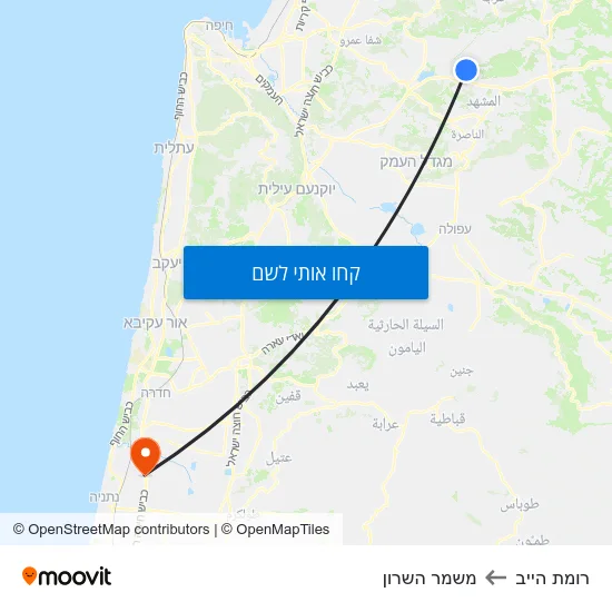 מפת רומת הייב למשמר השרון