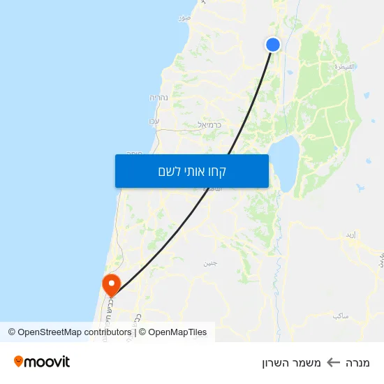 מפת מנרה למשמר השרון