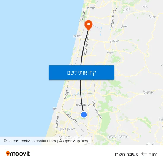 מפת יהוד למשמר השרון
