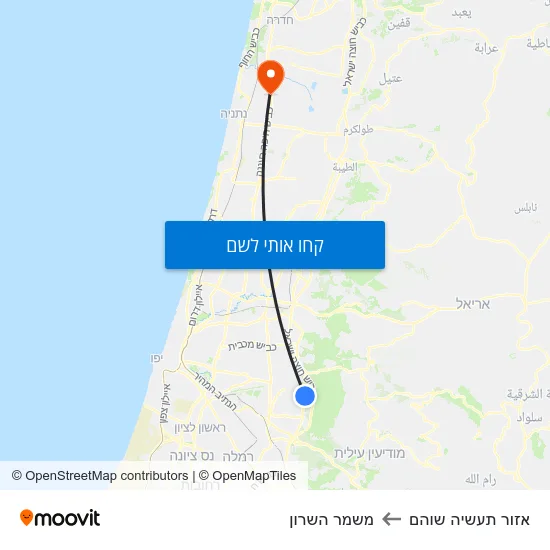 מפת אזור תעשיה שוהם למשמר השרון
