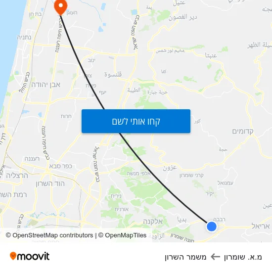 מפת מ.א. שומרון למשמר השרון