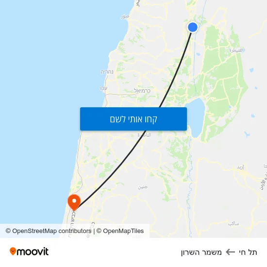 מפת תל חי למשמר השרון