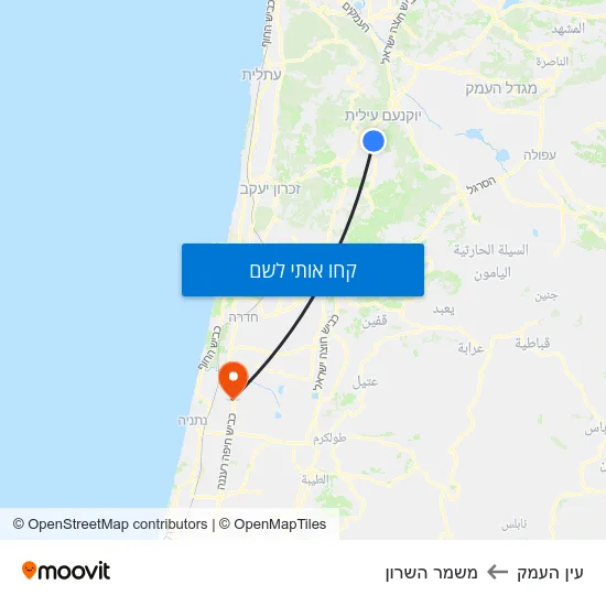מפת עין העמק למשמר השרון