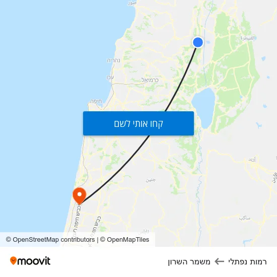 מפת רמות נפתלי למשמר השרון