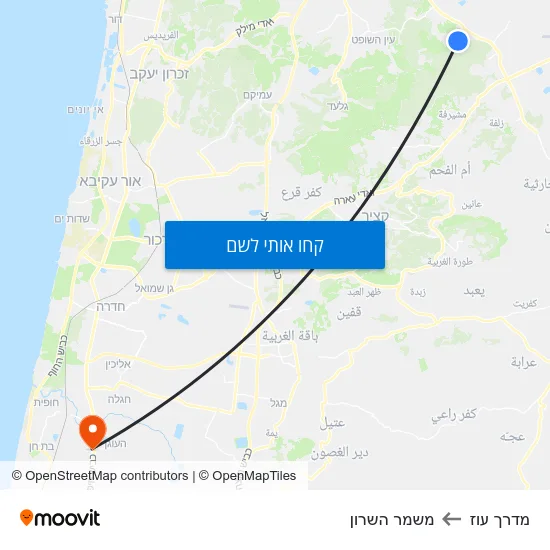 מפת מדרך עוז למשמר השרון