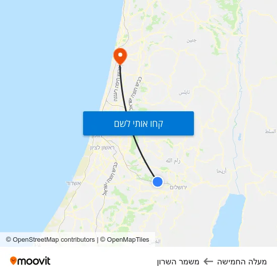 מפת מעלה החמישה למשמר השרון
