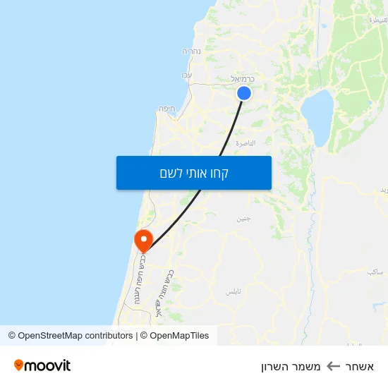 מפת אשחר למשמר השרון