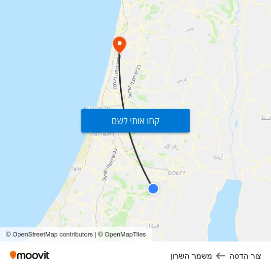 מפת צור הדסה למשמר השרון
