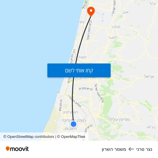 מפת נצר סרני למשמר השרון