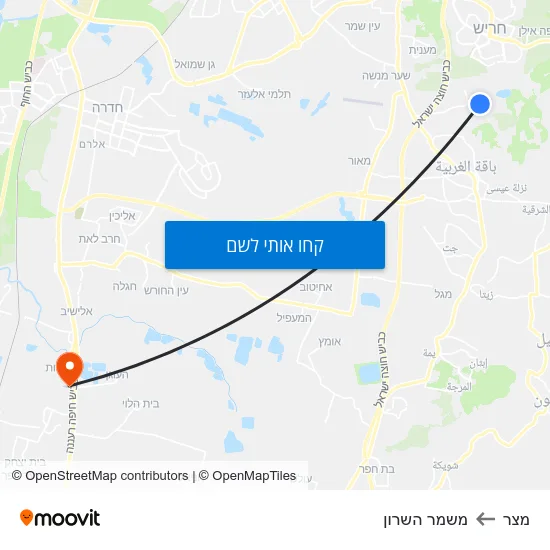 מפת מצר למשמר השרון