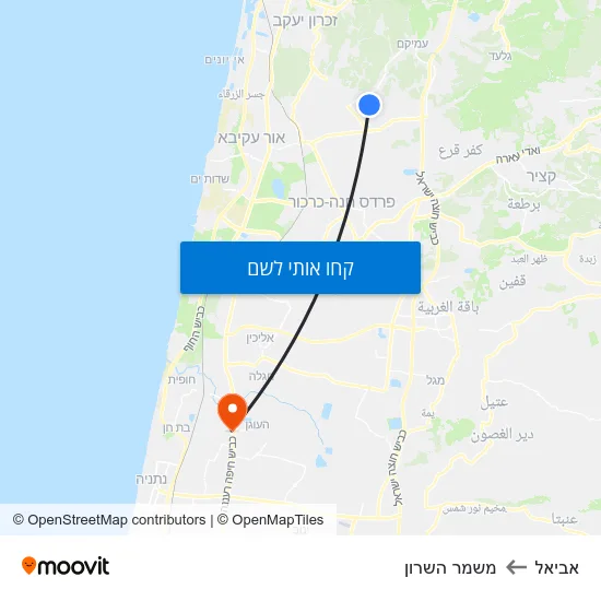 מפת אביאל למשמר השרון