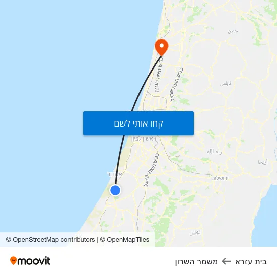 מפת בית עזרא למשמר השרון
