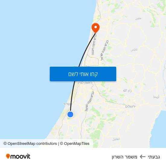 מפת גבעתי למשמר השרון