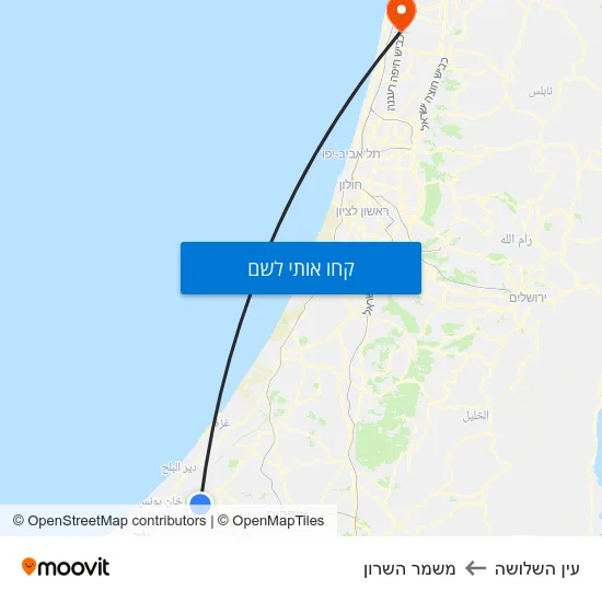מפת עין השלושה למשמר השרון