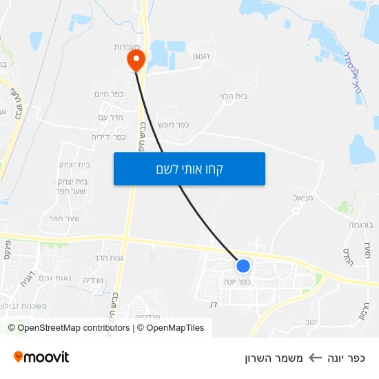 מפת כפר יונה למשמר השרון