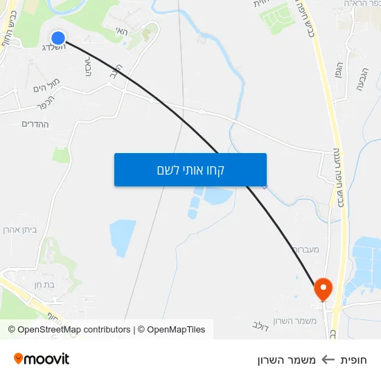 מפת חופית למשמר השרון