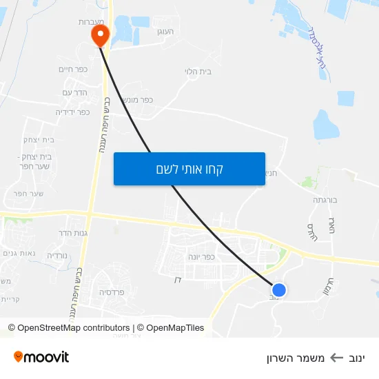 מפת ינוב למשמר השרון