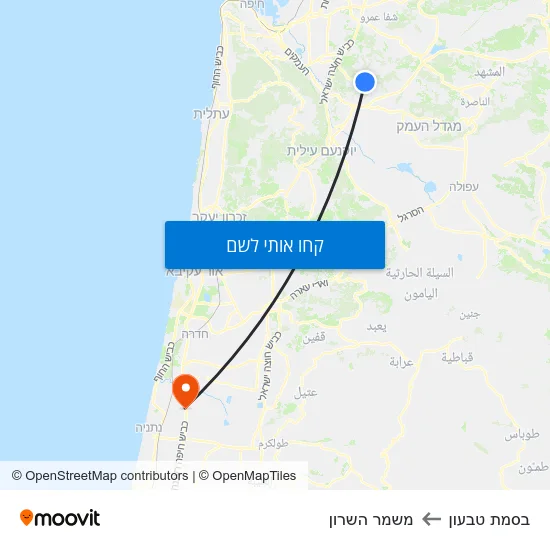 מפת בסמת טבעון למשמר השרון