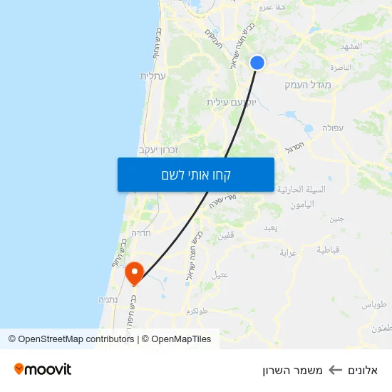 מפת אלונים למשמר השרון