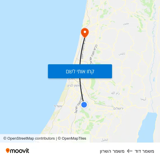 מפת משמר דוד למשמר השרון