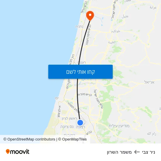 מפת ניר צבי למשמר השרון