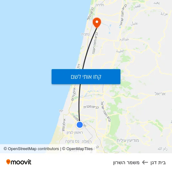 מפת בית דגן למשמר השרון