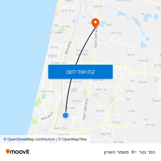 מפת כפר נטר למשמר השרון