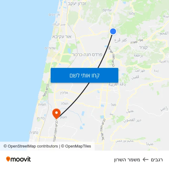 מפת רגבים למשמר השרון