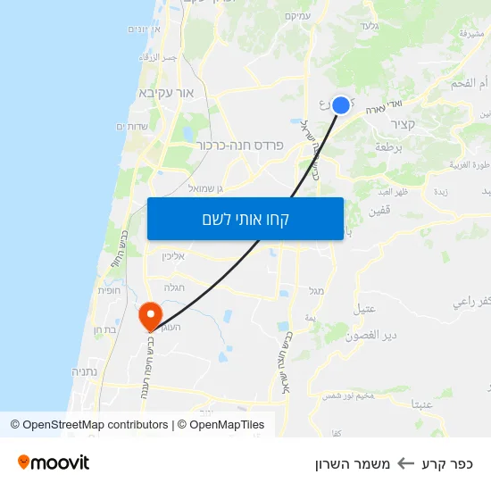 מפת כפר קרע למשמר השרון