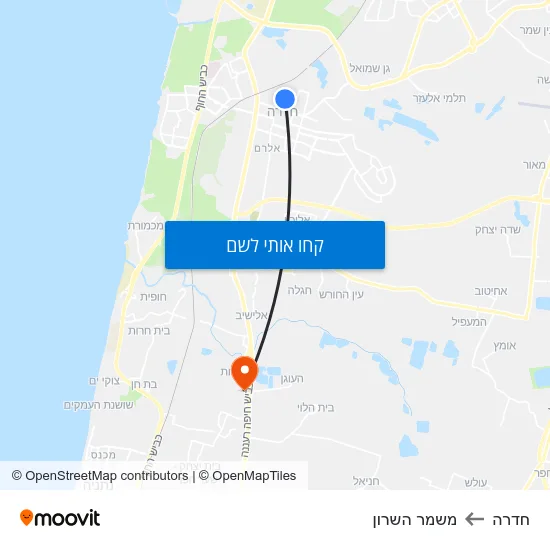 מפת חדרה למשמר השרון
