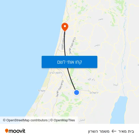 מפת בית מאיר למשמר השרון