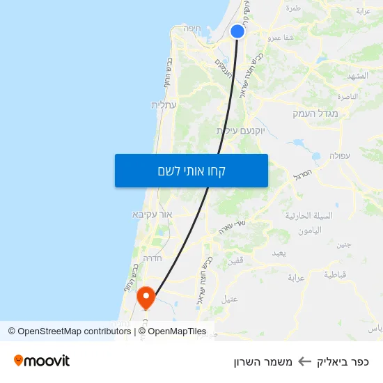 מפת כפר ביאליק למשמר השרון