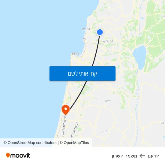 מפת יחיעם למשמר השרון
