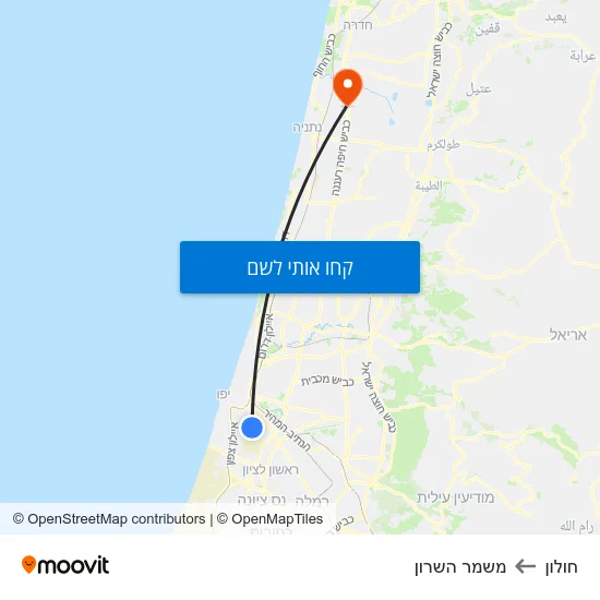 מפת חולון למשמר השרון